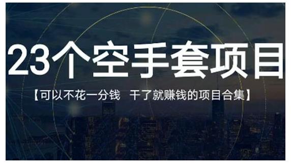 23个空手套项目大合集，0成本0投入，干了就赚钱纯空手套生意经-大熊猫资源站