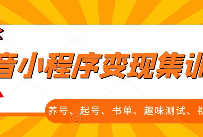 抖音小程序变现集训课，养号、起号、书单、趣味测试、视频剪辑，全套流程-大熊猫资源站