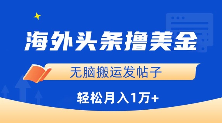 海外头条撸美金，无脑搬运发帖子，月入1万+，小白轻松掌握-大熊猫资源站