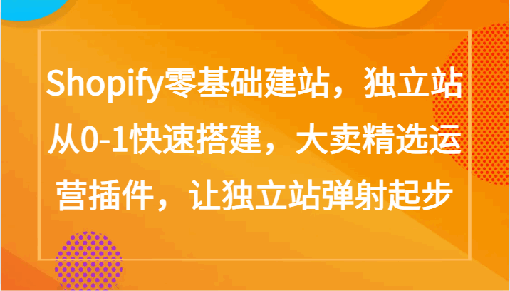 Shopify零基础建站，独立站从0-1快速搭建，大卖精选运营插件，让独立站弹射起步-大熊猫资源站